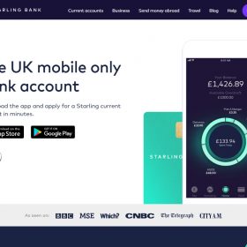 「Starling bank」ネット系銀行らしいホームページデザイン