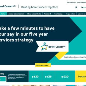 “Bowel Cancer” 腸のがんを一緒に倒そうというコンセプトの団体のサイト